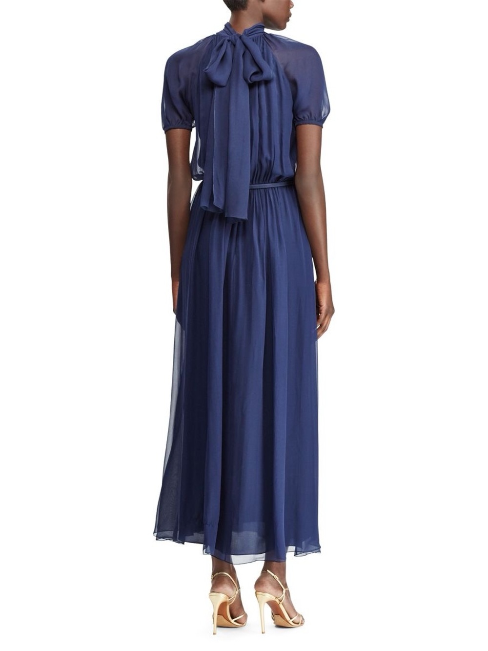 Ralph Lauren Purple Label Darabont Long Midi Dress in Navy Silk NWT 14 NO BELT - Picture 3 of 13